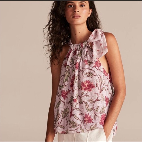 Rebecca Taylor ZADIE FLEUR PRINT MIX BOW TOP New With Tags - Picture 1 of 5